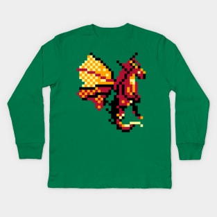 Dragon Pixel Art Kids Long Sleeve T-Shirt